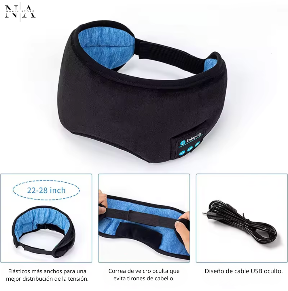 Antifaz Bluetooth con Altavoces Integrados - Gris y Ajustable